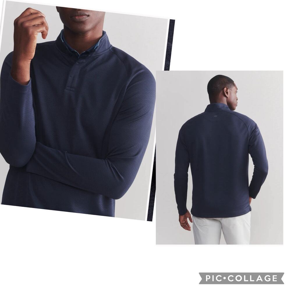 Rhone Clubhouse 1/4 Snap Golf Pullover Men's 2XL Blue Wicking Long Sleeve